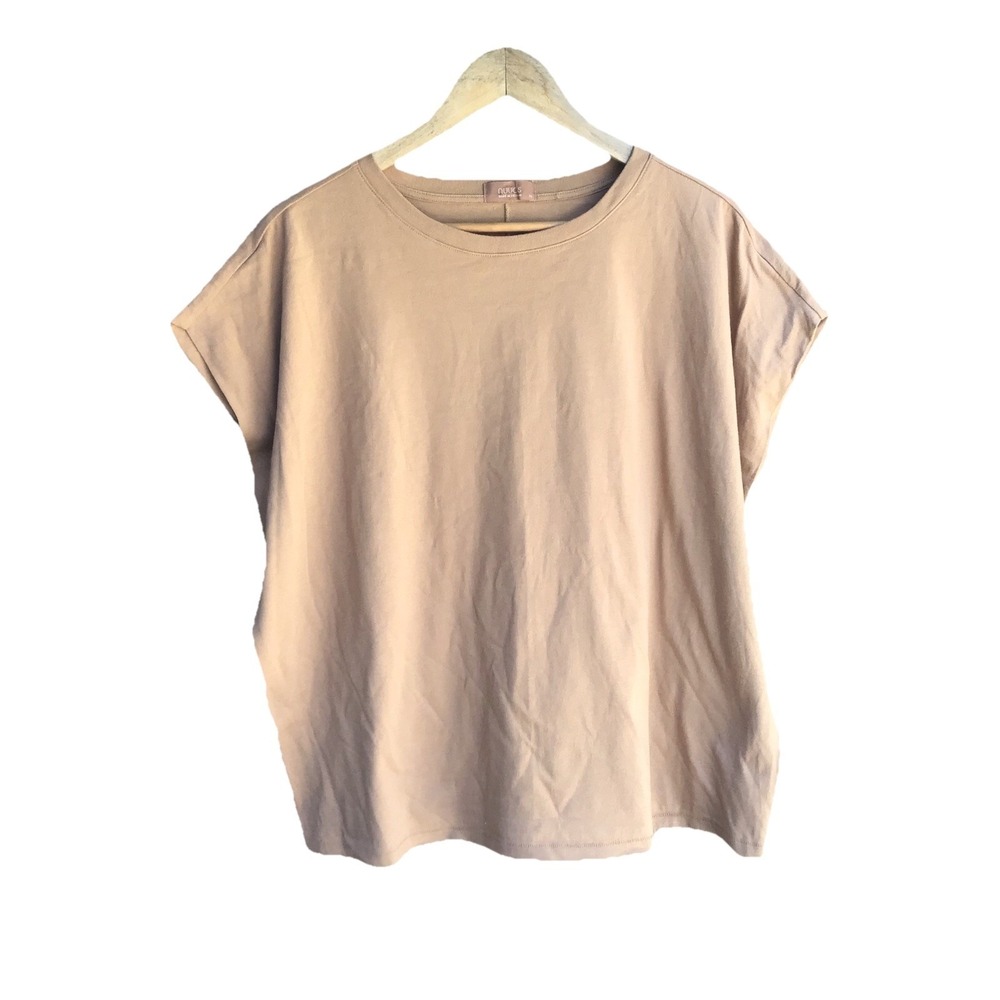 Nuuds Oversized Sleeveless Beige Cotton T-Shirt XL Minimalist Boxy Top